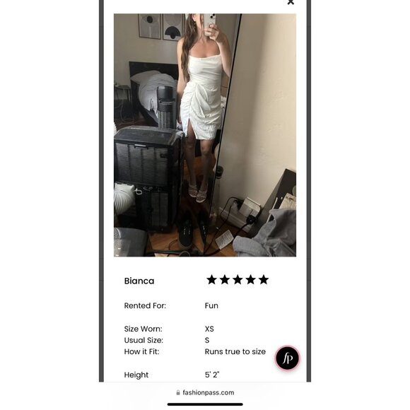 Amanda Uprichard Jaslina Mini Dress White Sleeveless Ruched Side Slit Size M - Picture 6 of 6